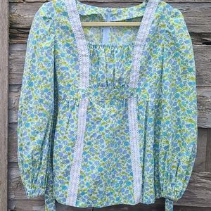 Vintage Floral Pheasant Top Boho Handmade